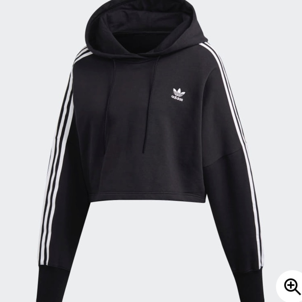 ADIDAS BLACK CLASSIC CROPPED HOODIE